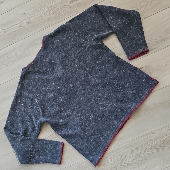 Vintage 90s OHI Angora Blend Christmas Snowman Applique Cardigan Sweater, Med - Picture 10 of 15